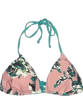 Floral Pink & Teal Triangle Bikini Top